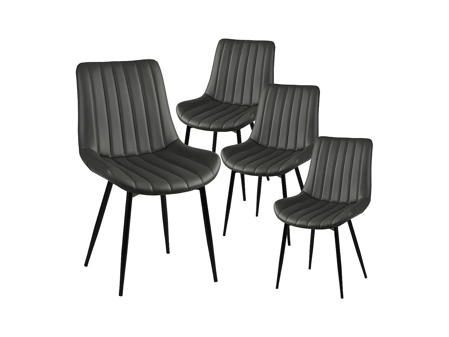 CAROLANN - Lot de 4 Chaises Grises Métal et PVC