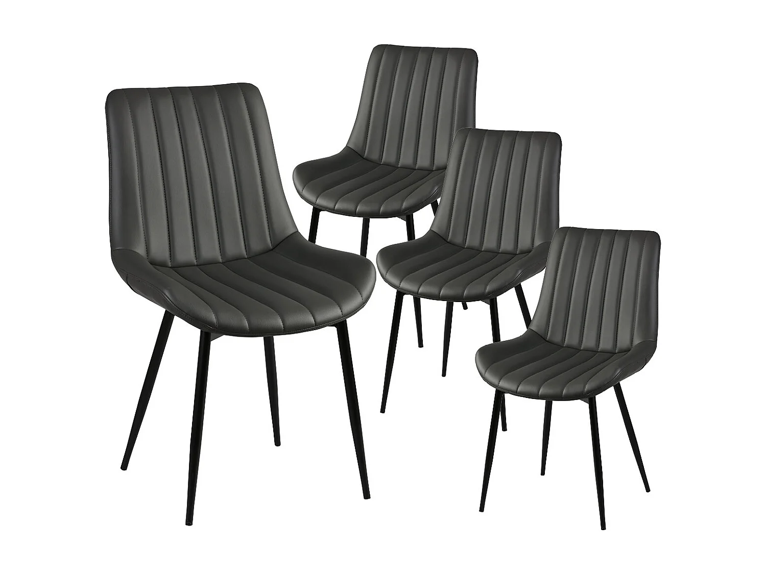 CAROLANN - Lot de 4 Chaises Grises Métal et PVC