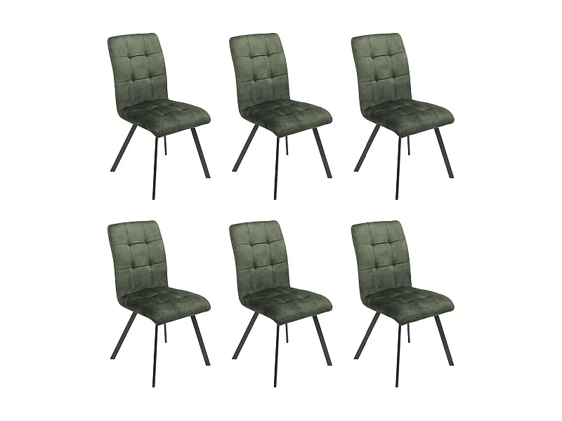 JOHN - Lot de 6 Chaises Capitonnées Vert