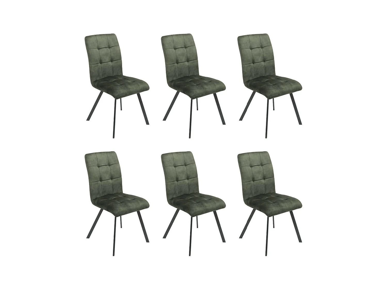 JOHN - Lot de 6 Chaises Capitonnées Vert