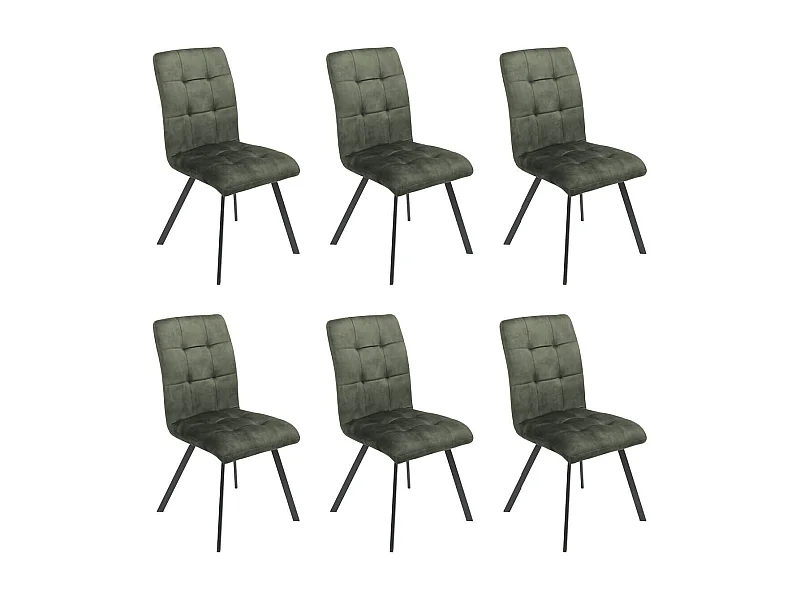 JOHN - Lot de 6 Chaises Capitonnées Vert