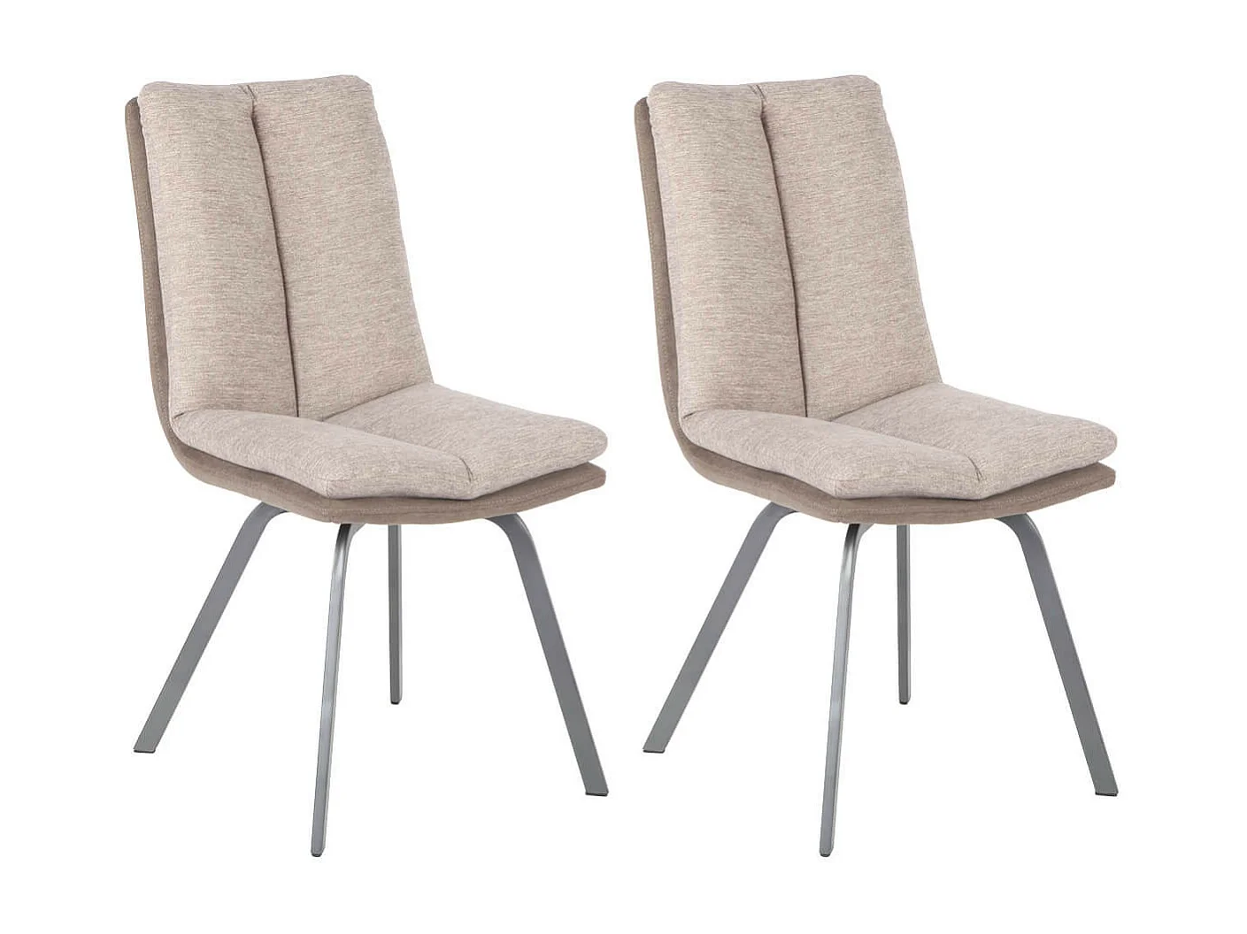 CALLOM - Lot de 2 Chaises Bi-Ton Beiges avec Sur-Coussin