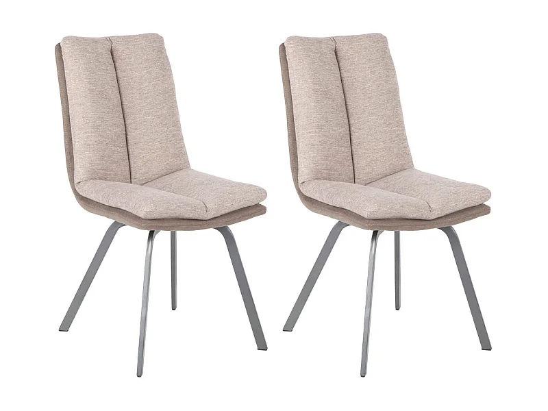 CALLOM - Lot de 2 Chaises Bi-Ton Beiges avec Sur-Coussin