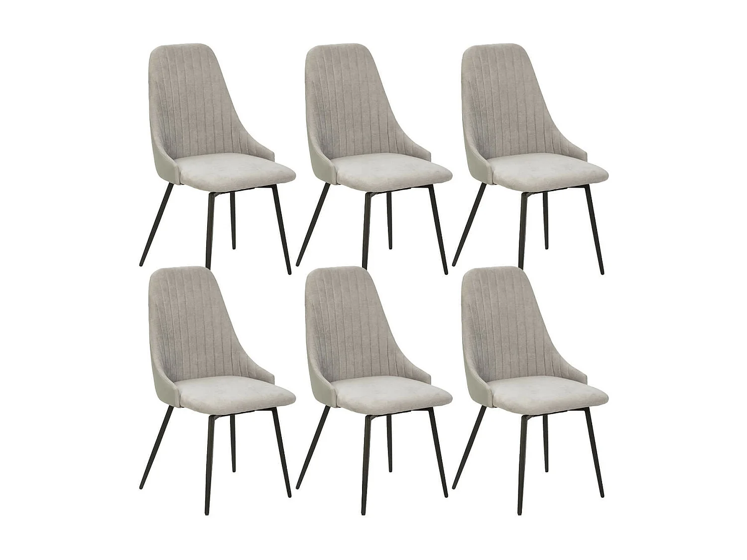UNDY - Lot de 6 Chaises Pivotantes Tissu Gris Clair
