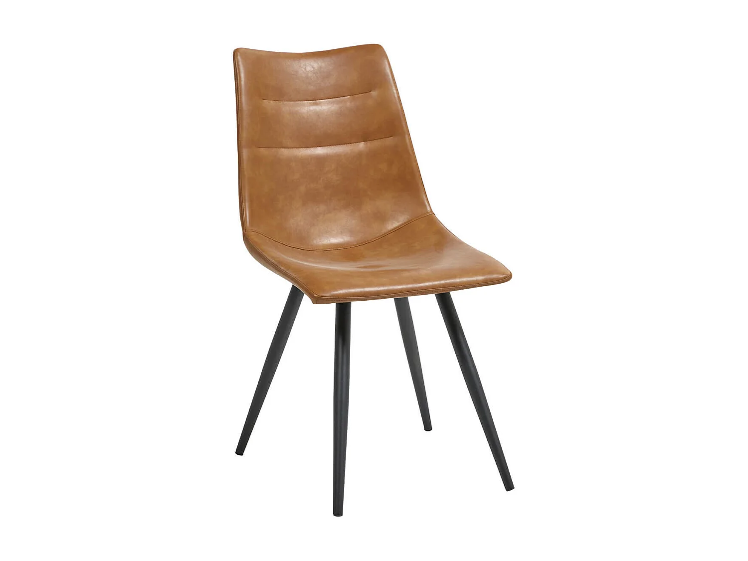 KORA - Lot de 4 Chaises Simili Cuir Marron