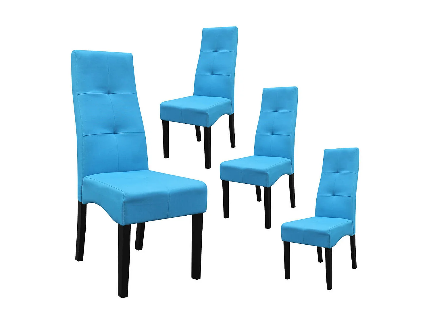 DALLAS - Lot de 4 Chaises Turquoises Capitonnées