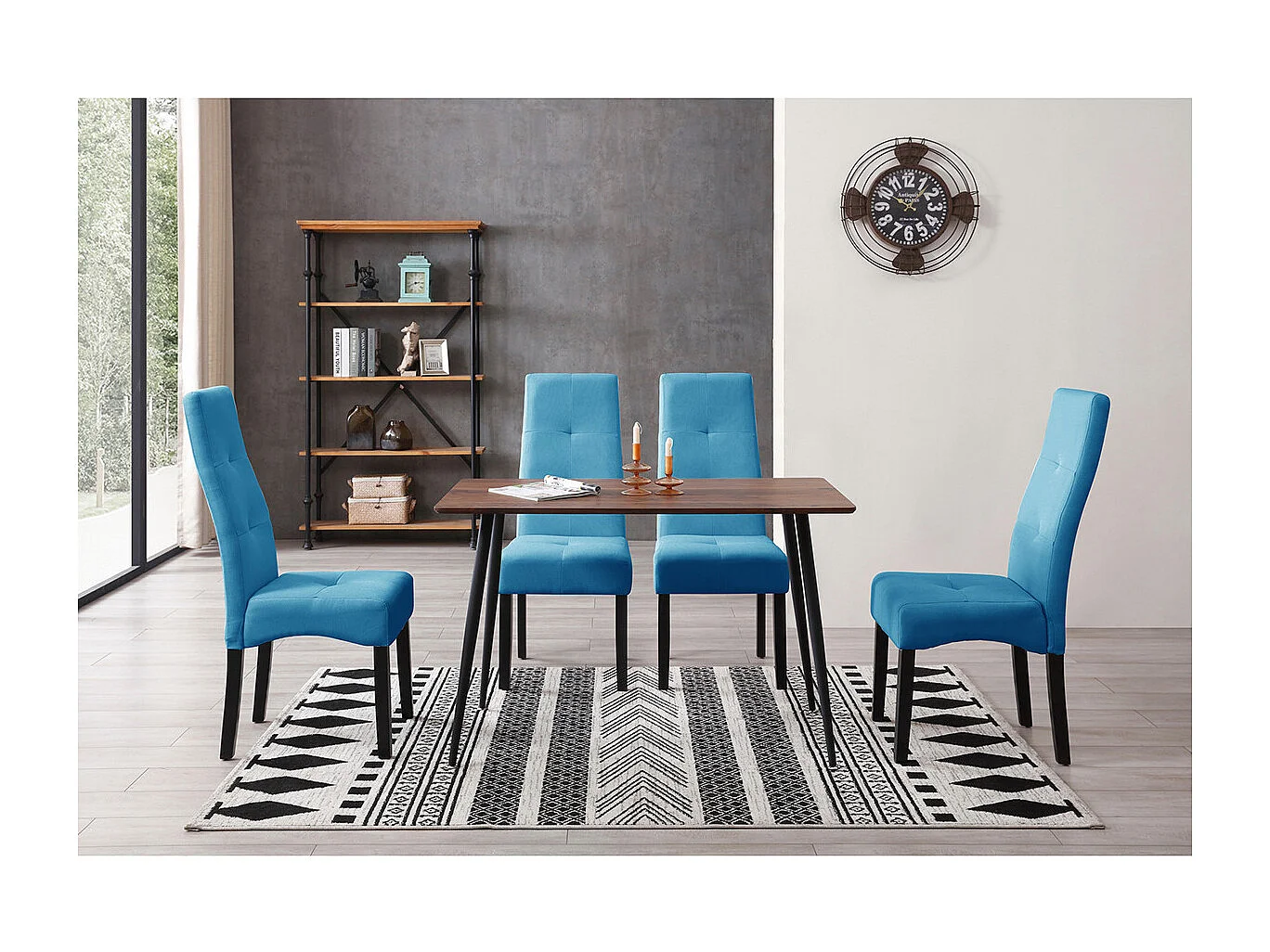 DALLAS - Lot de 4 Chaises Turquoises Capitonnées