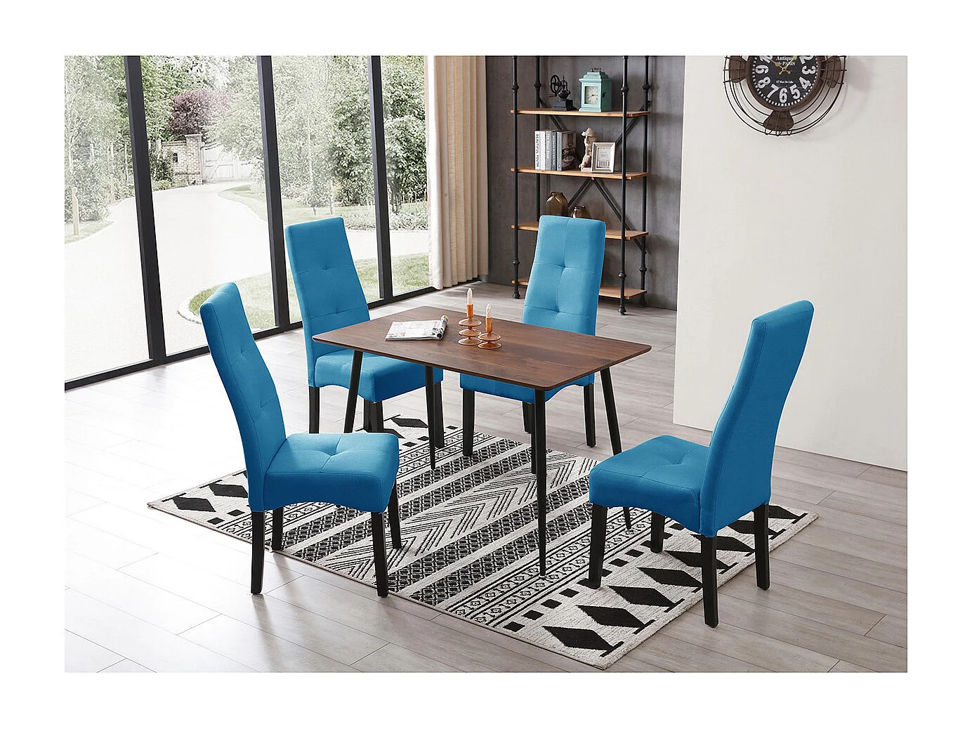 DALLAS - Lot de 4 Chaises Turquoises Capitonnées