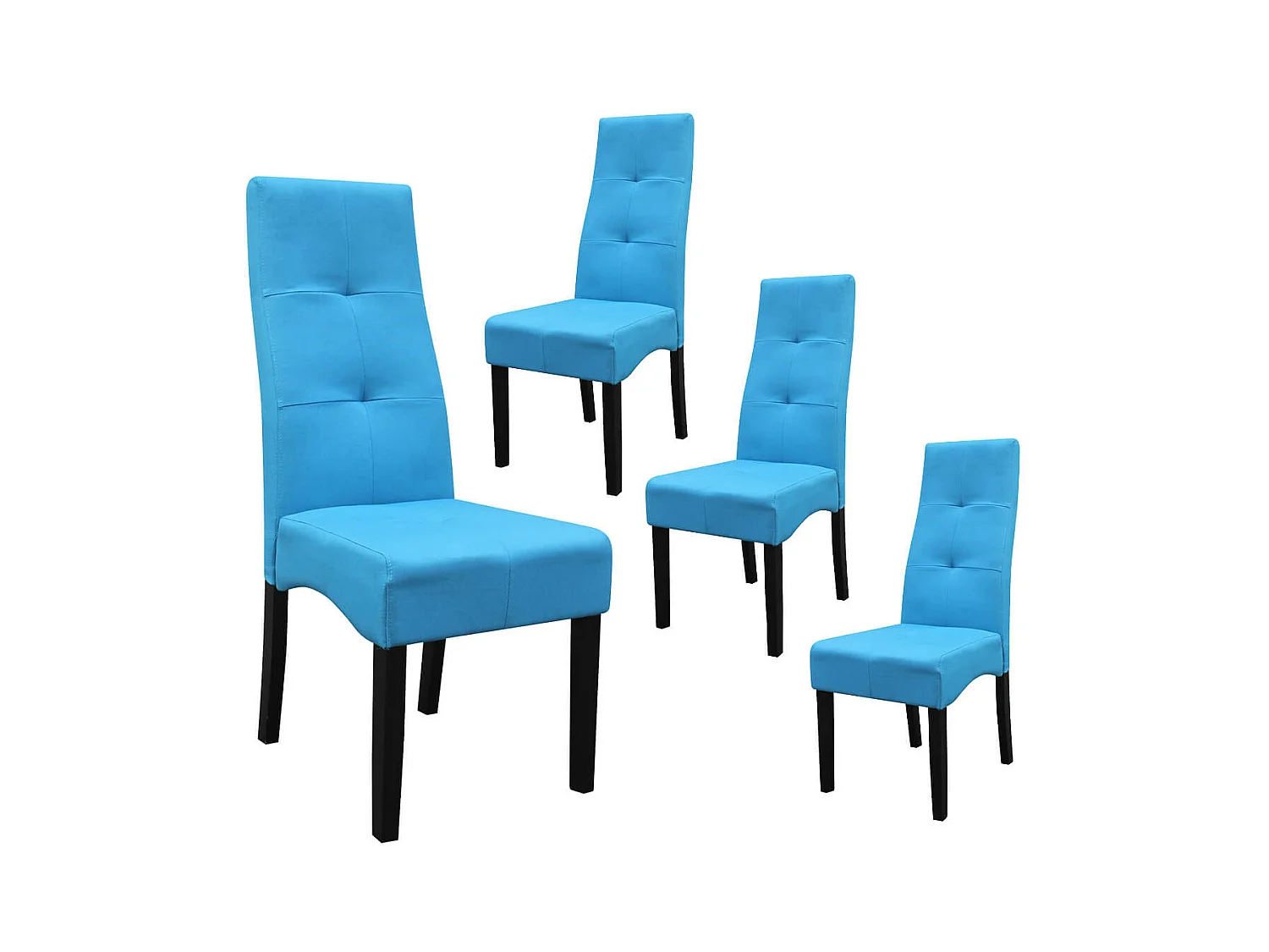 DALLAS - Lot de 4 Chaises Turquoises Capitonnées