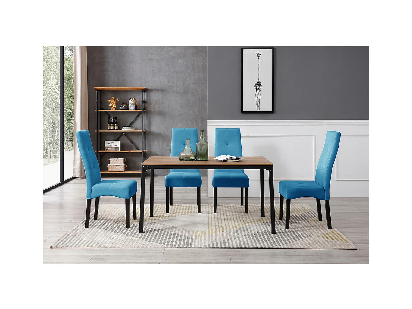 DALLAS - Lot de 4 Chaises Turquoises Capitonnées