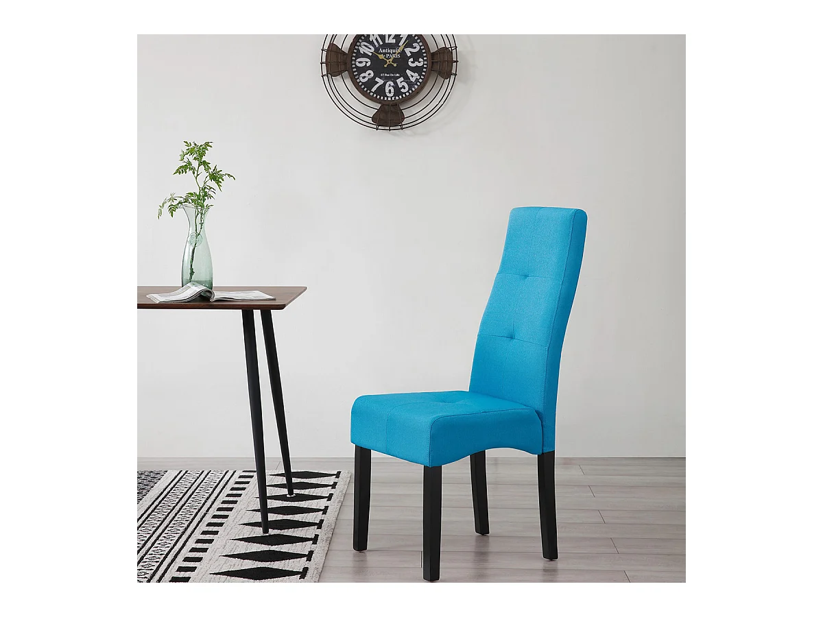 DALLAS - Lot de 4 Chaises Turquoises Capitonnées