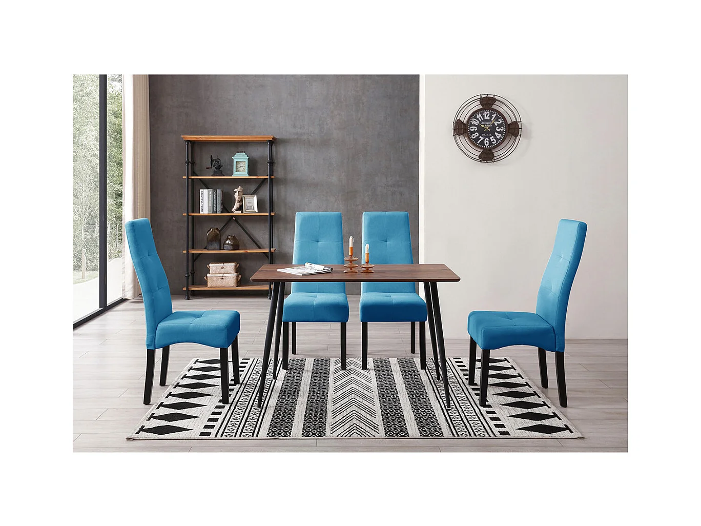 DALLAS - Lot de 4 Chaises Turquoises Capitonnées