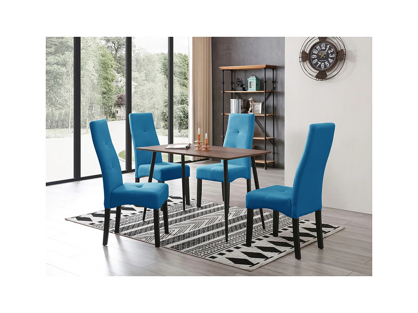 DALLAS - Lot de 4 Chaises Turquoises Capitonnées
