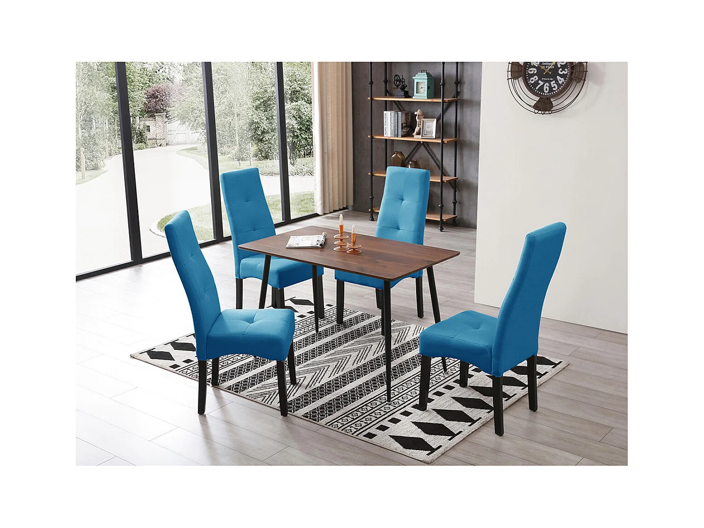 DALLAS - Lot de 4 Chaises Turquoises Capitonnées
