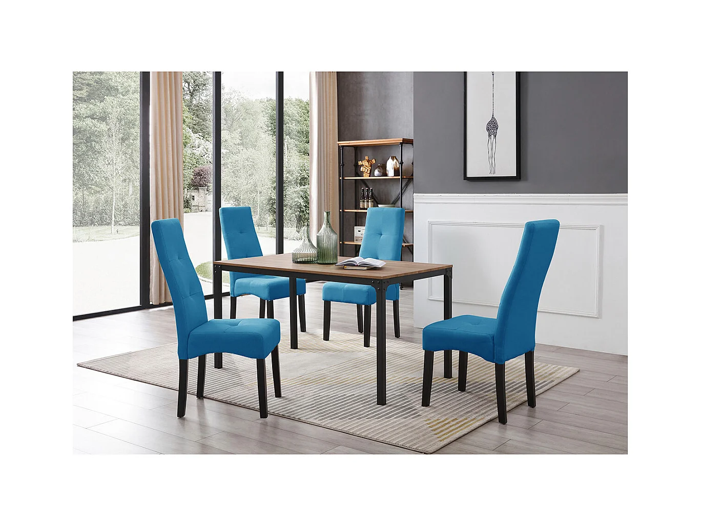 DALLAS - Lot de 4 Chaises Turquoises Capitonnées