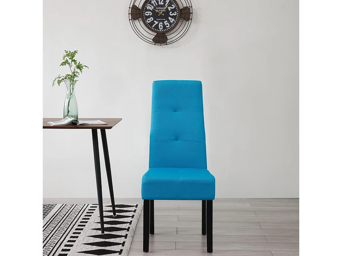 DALLAS - Lot de 4 Chaises Turquoises Capitonnées