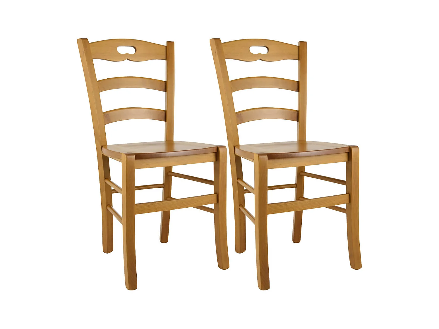 SUZY - Lot de 2 Chaises Teinté Chêne et Assises en Bois