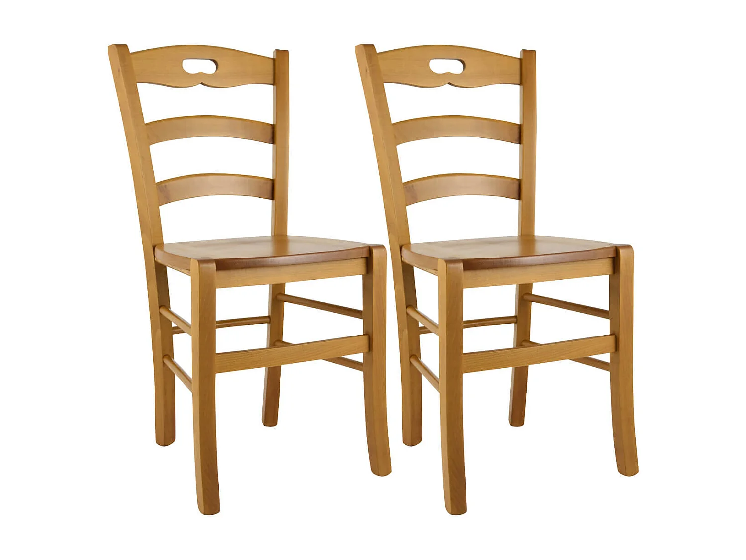 SUZY - Lot de 2 Chaises Teinté Chêne et Assises en Bois