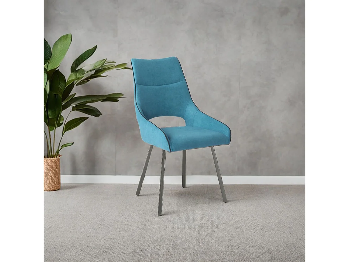 AMADO - Lot de 4 Chaises Tissu Coloris Bleu