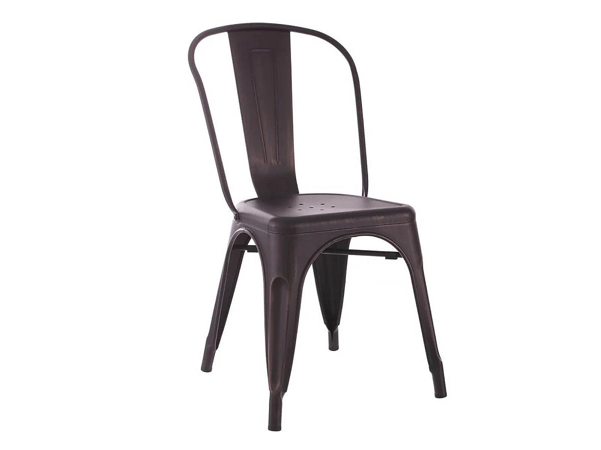 PAMELA - Lot de 4 Chaises Métalliques Noir Aspect Vieilli