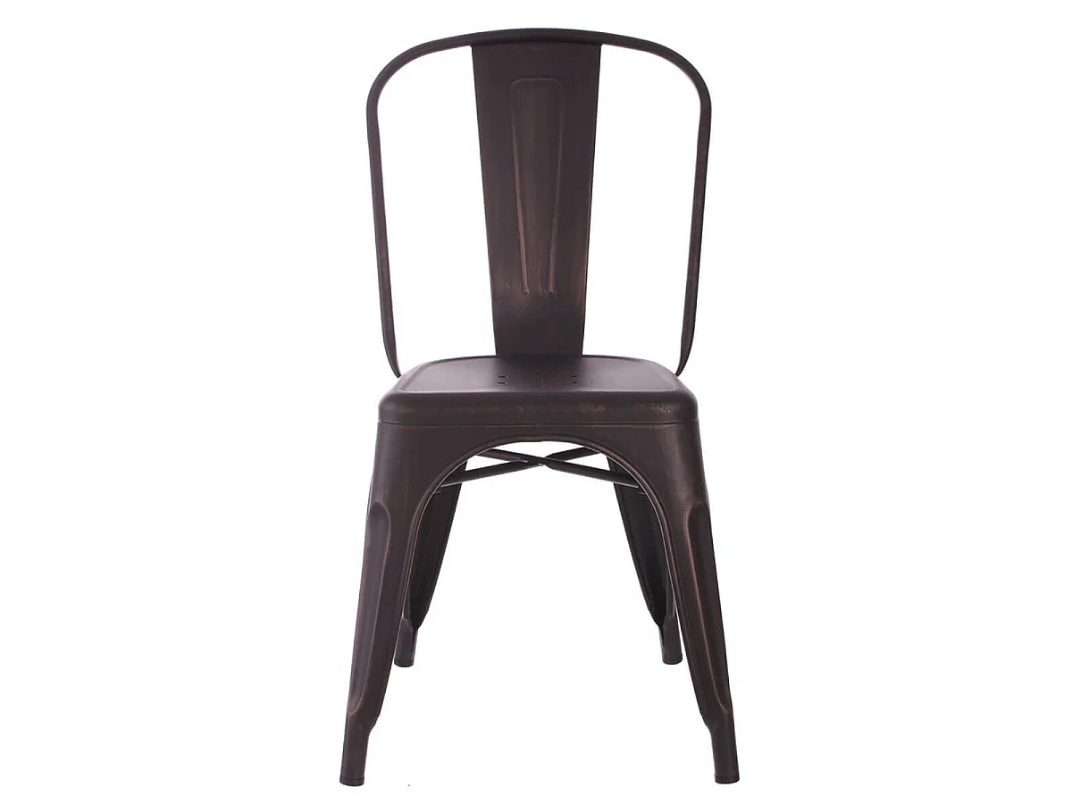 PAMELA - Lot de 4 Chaises Métalliques Noir Aspect Vieilli