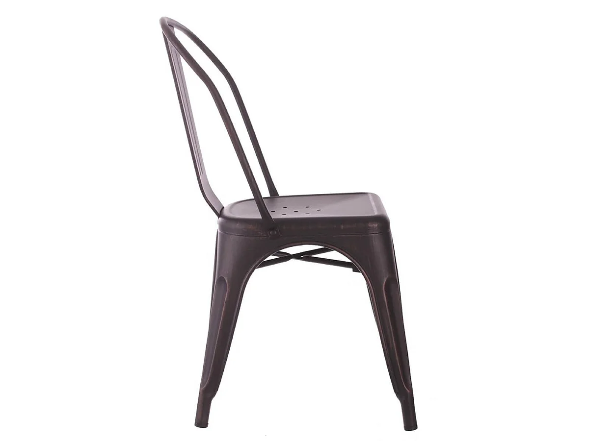 PAMELA - Lot de 4 Chaises Métalliques Noir Aspect Vieilli