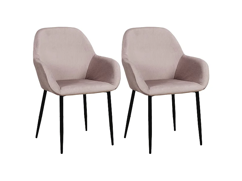 ALESSIA - Lot de 2 Fauteuils Velours Côtelé Rose