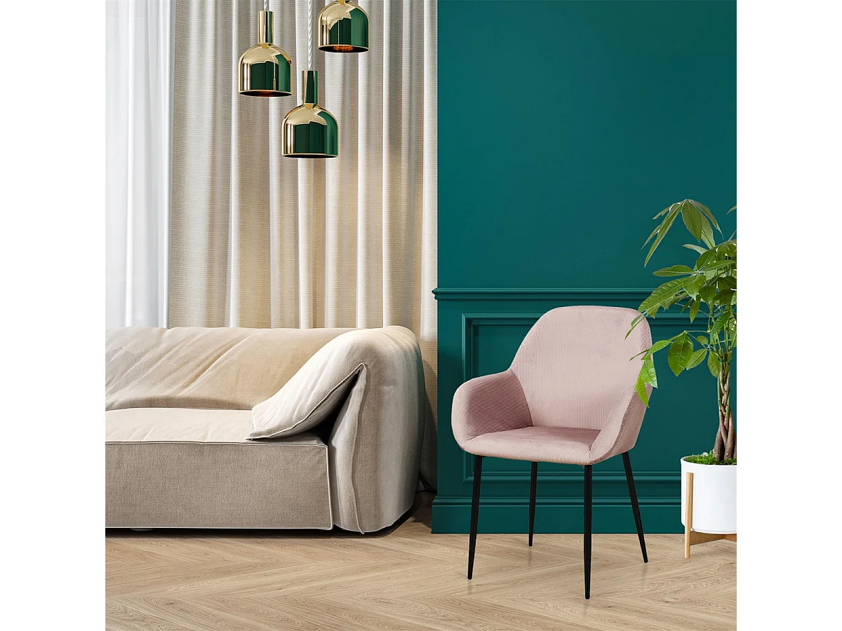 ALESSIA - Lot de 2 Fauteuils Velours Côtelé Rose