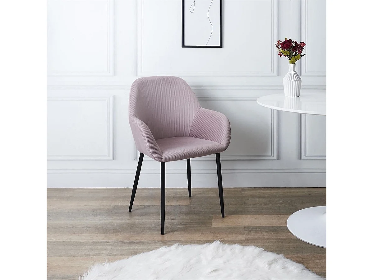 ALESSIA - Lot de 2 Fauteuils Velours Côtelé Rose