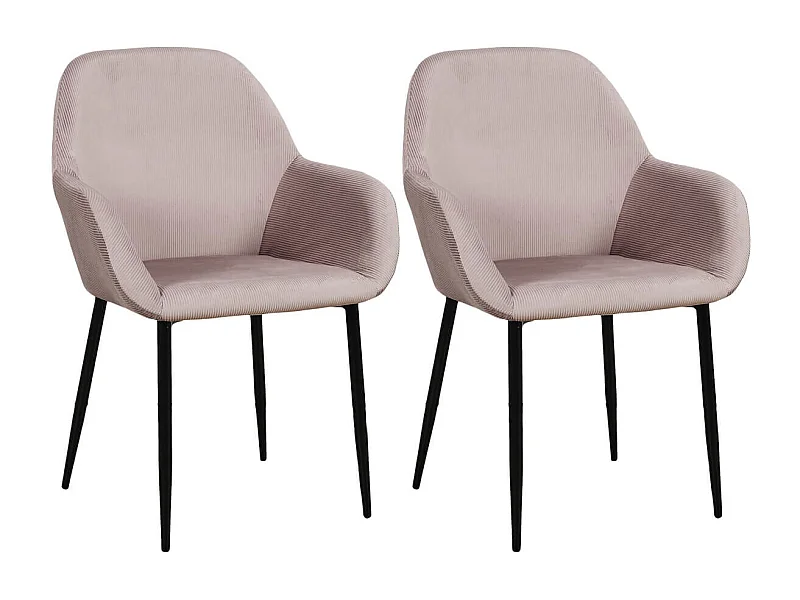 ALESSIA - Lot de 2 Fauteuils Velours Côtelé Rose