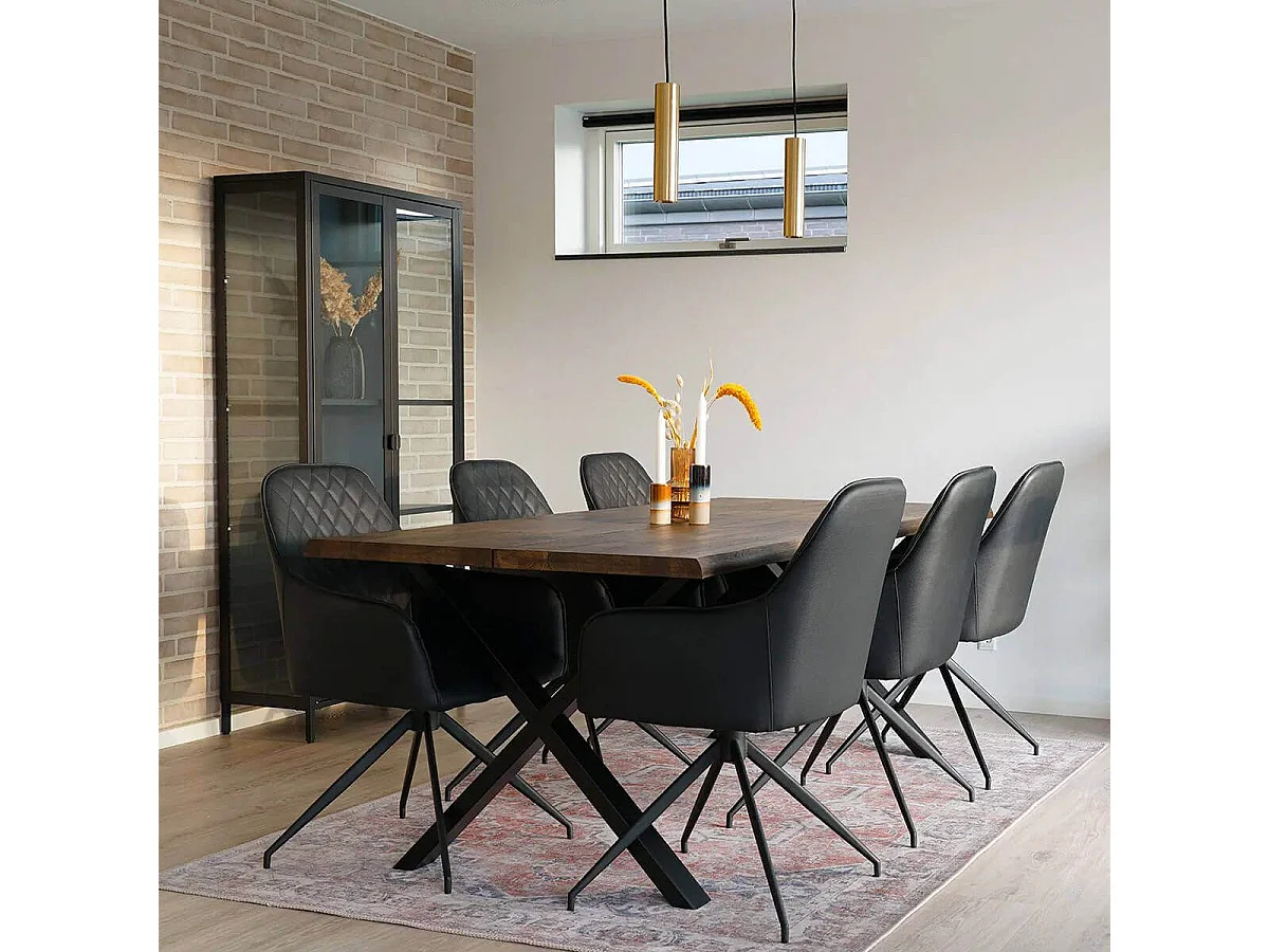 KARBO - Fauteuil Pivotant Simili Noir et Piétement Acier