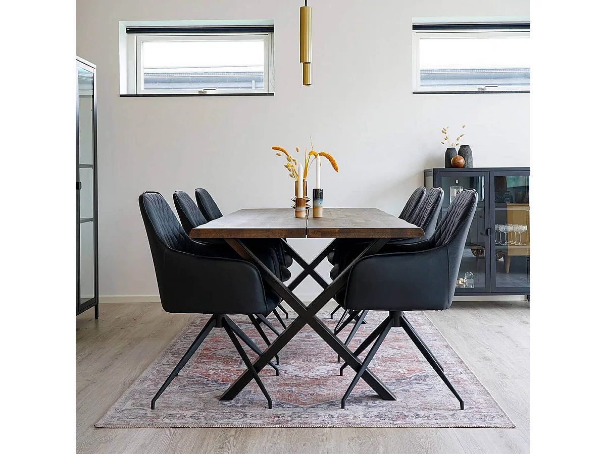 KARBO - Fauteuil Pivotant Simili Noir et Piétement Acier