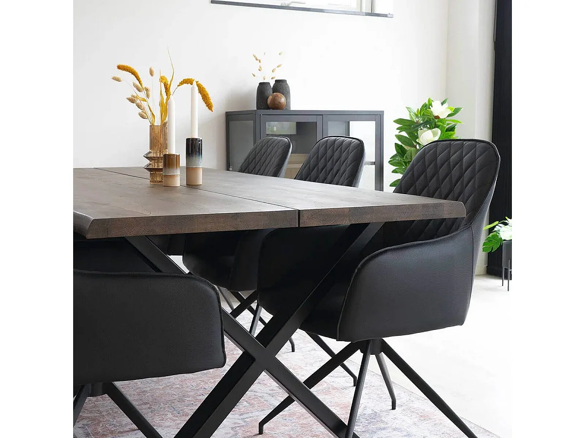 KARBO - Fauteuil Pivotant Simili Noir et Piétement Acier