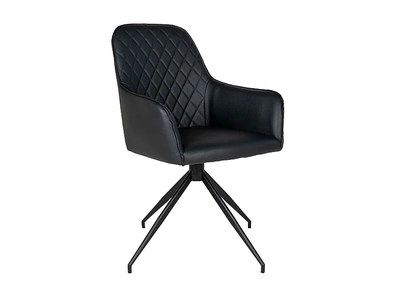 KARBO - Fauteuil Pivotant Simili Noir et Piétement Acier
