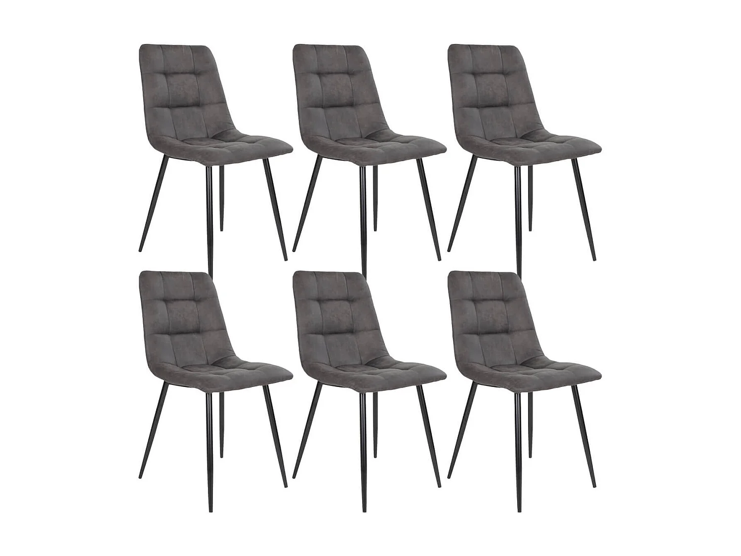 STRIB - Lot de 6 Chaises Tissu Gris Foncé et Piétement Acier