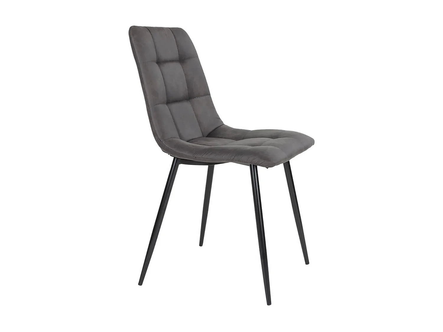 STRIB - Lot de 6 Chaises Tissu Gris Foncé et Piétement Acier