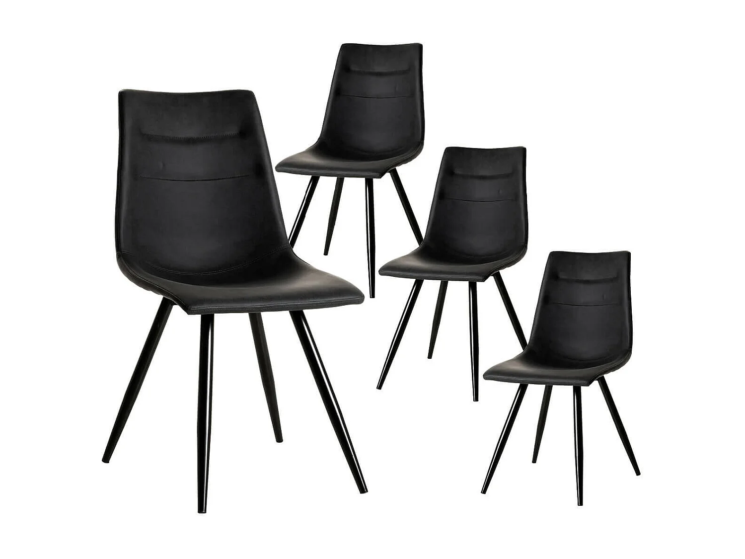 KORA - Lot de 4 Chaises Simili Cuir Noir