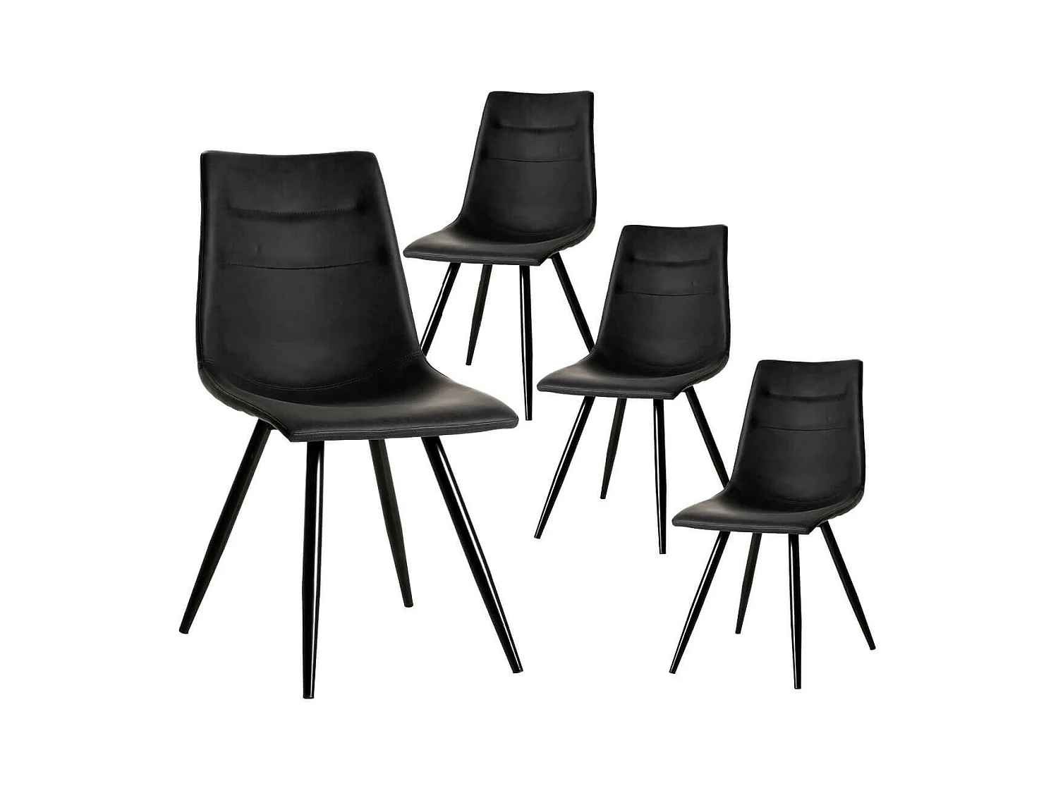 KORA - Lot de 4 Chaises Simili Noir