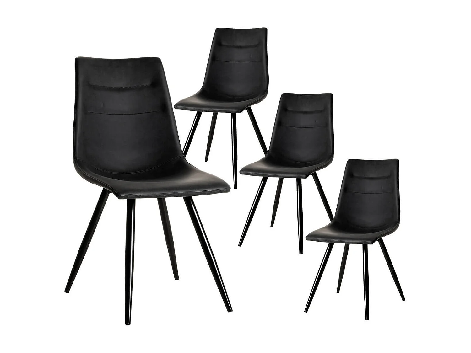 KORA - Lot de 4 Chaises Simili Cuir Noir