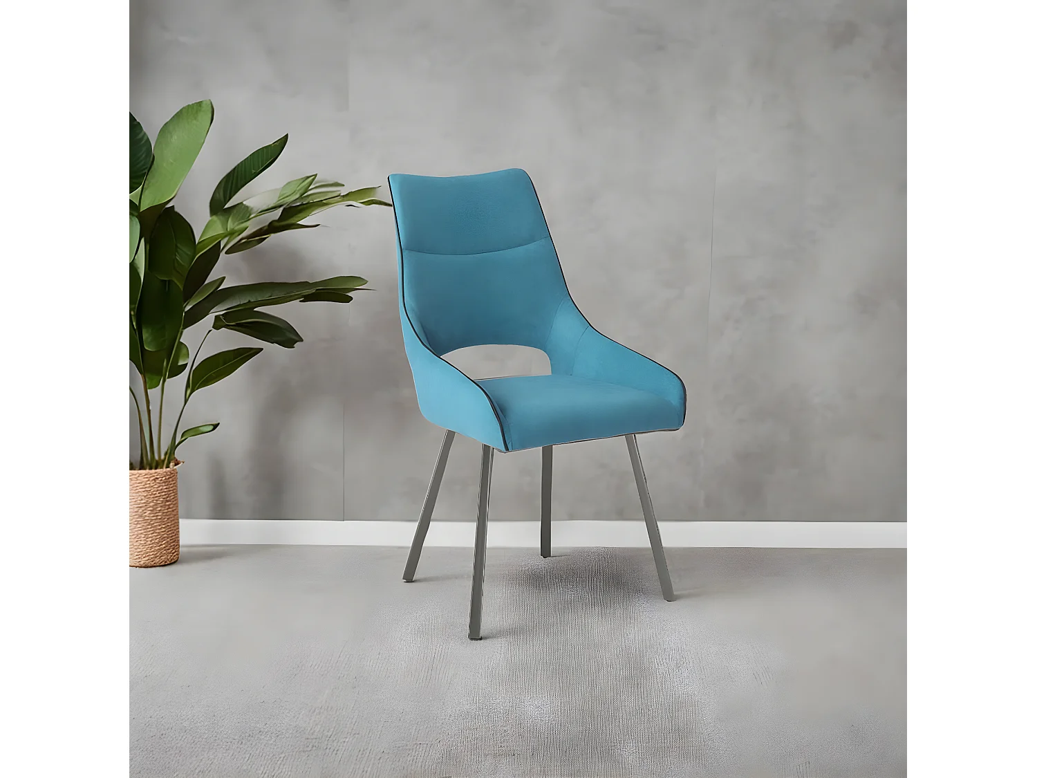 AMADO - Lot de 2 Chaises Tissu Coloris Bleu