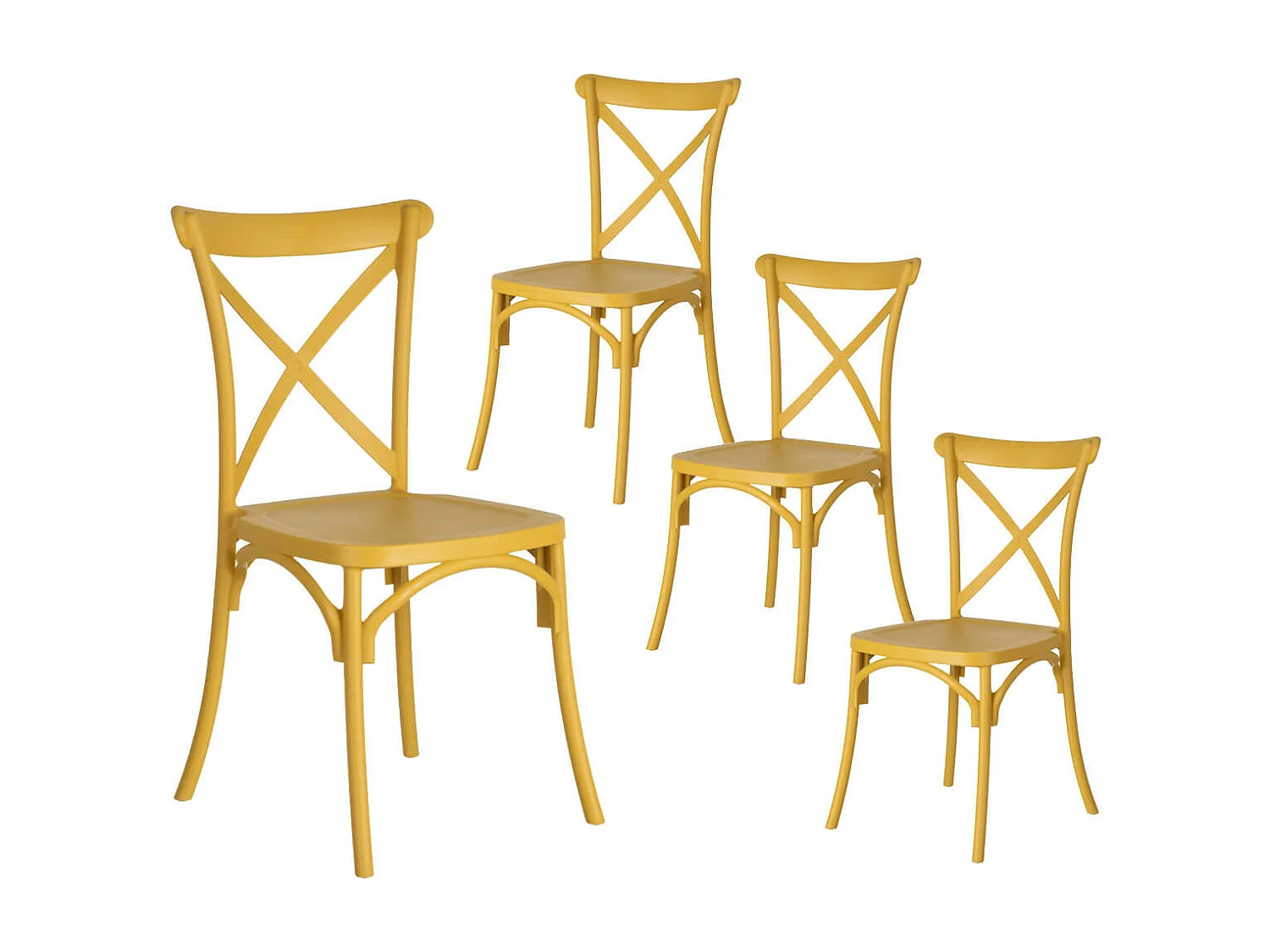 CLAIRIN - Lot de 4 Chaises Plastiques Jaunes