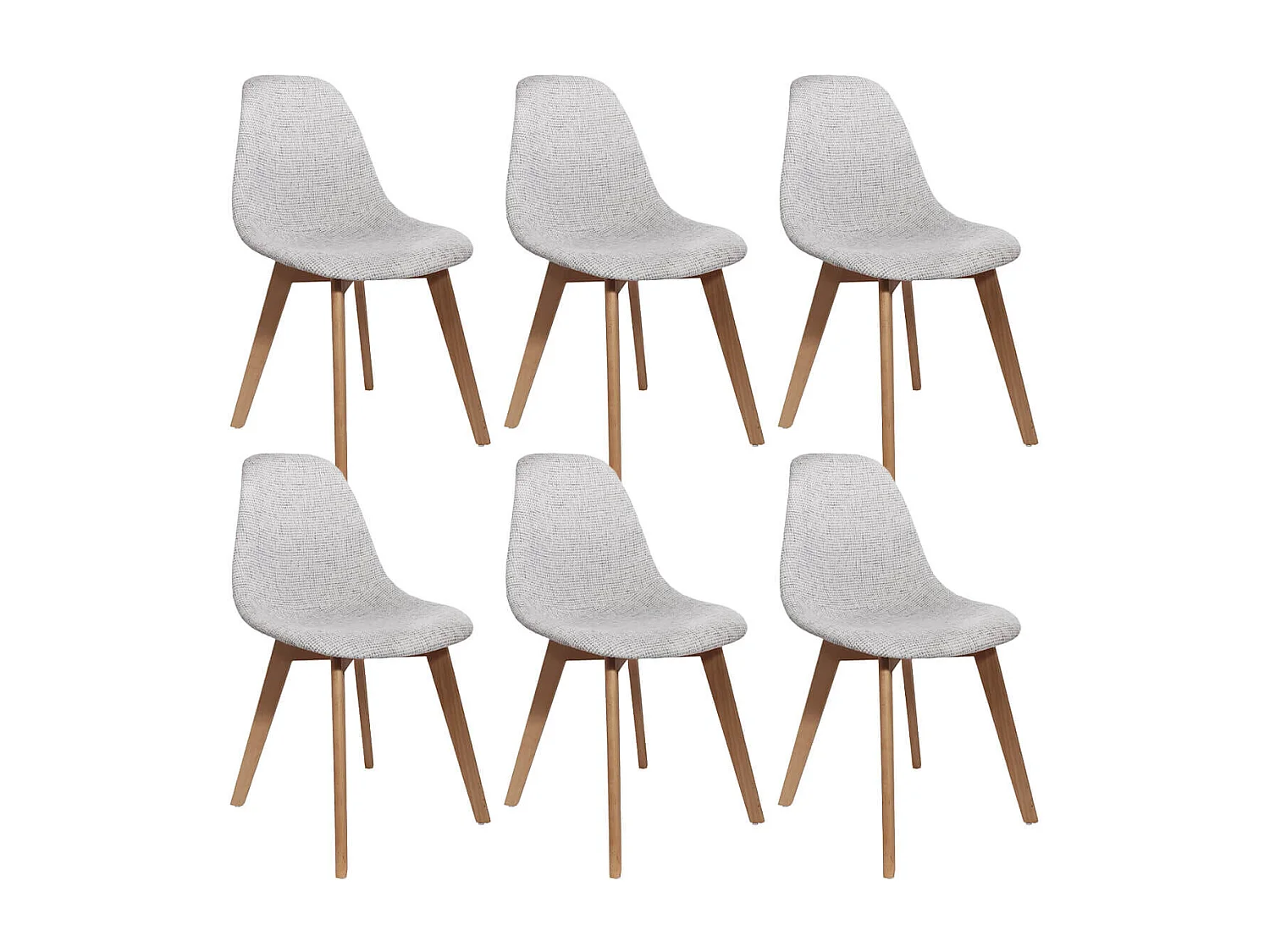 STYGN - Lot de 6 Chaises avec Maille Grise