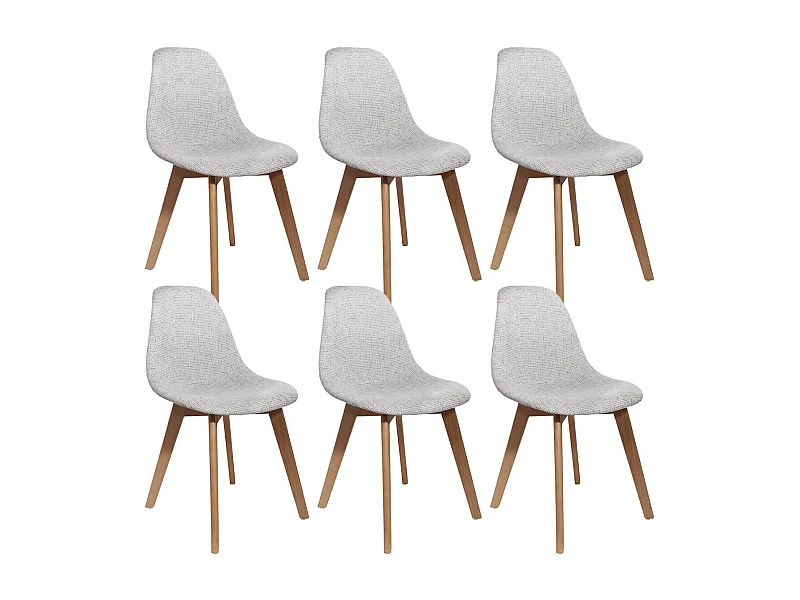 STYGN - Lot de 6 Chaises avec Maille Grise