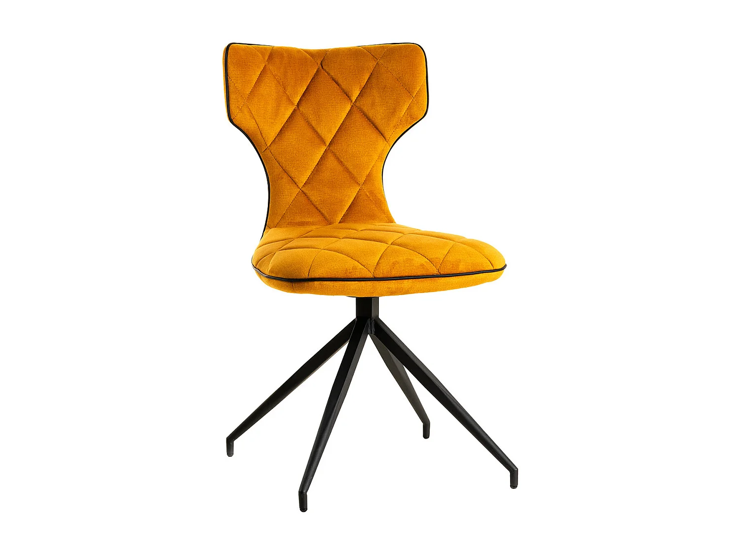 STYK - Lot de 4 Chaises Tissu Curry Surpiqures Carreaux