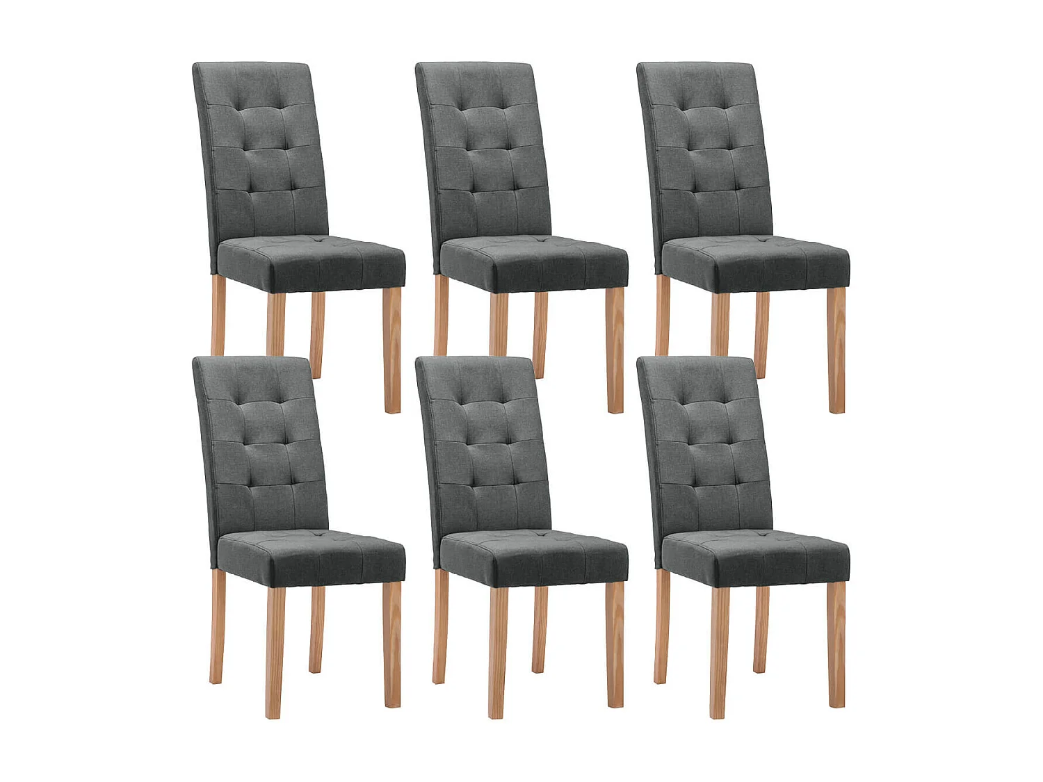 BOSTON - Lot de 6 Chaises Gris Foncé Capitonnées