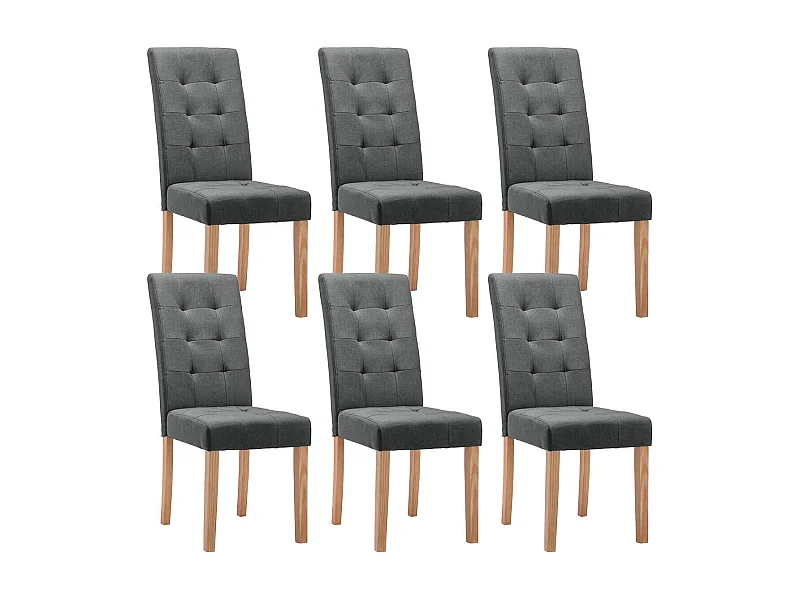 BOSTON - Lot de 6 Chaises Gris Foncé Capitonnées