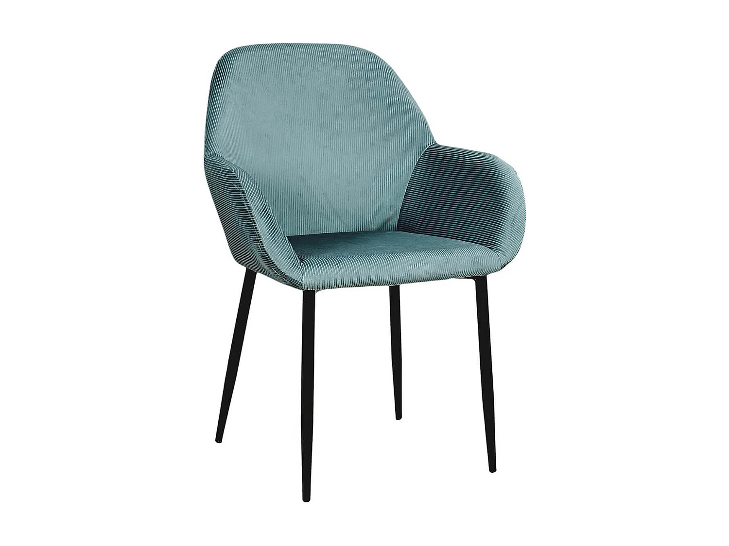 ALESSIA - Lot de 2 Fauteuils Velours Côtelé Bleu Canard