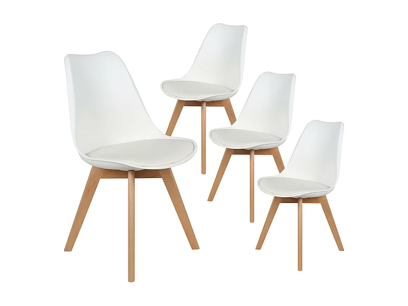 MEDALINE - Lot de 4 Chaises Scandinaves Blanches