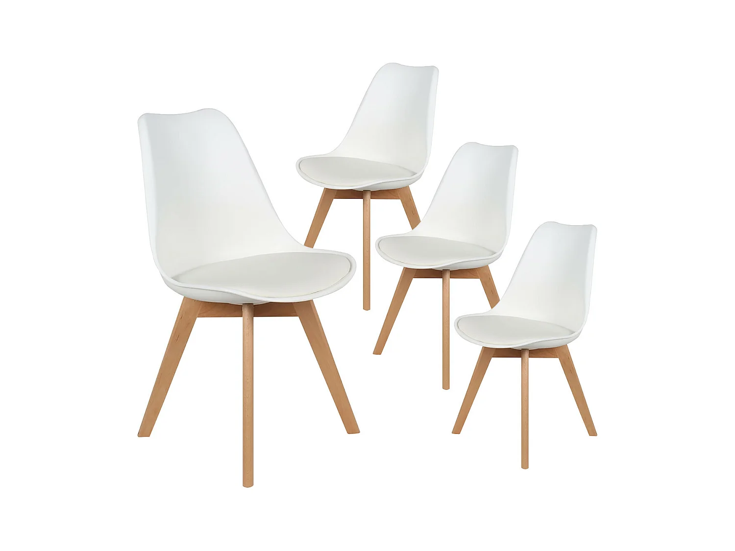 MEDALINE - Lot de 4 Chaises Scandinaves Blanches