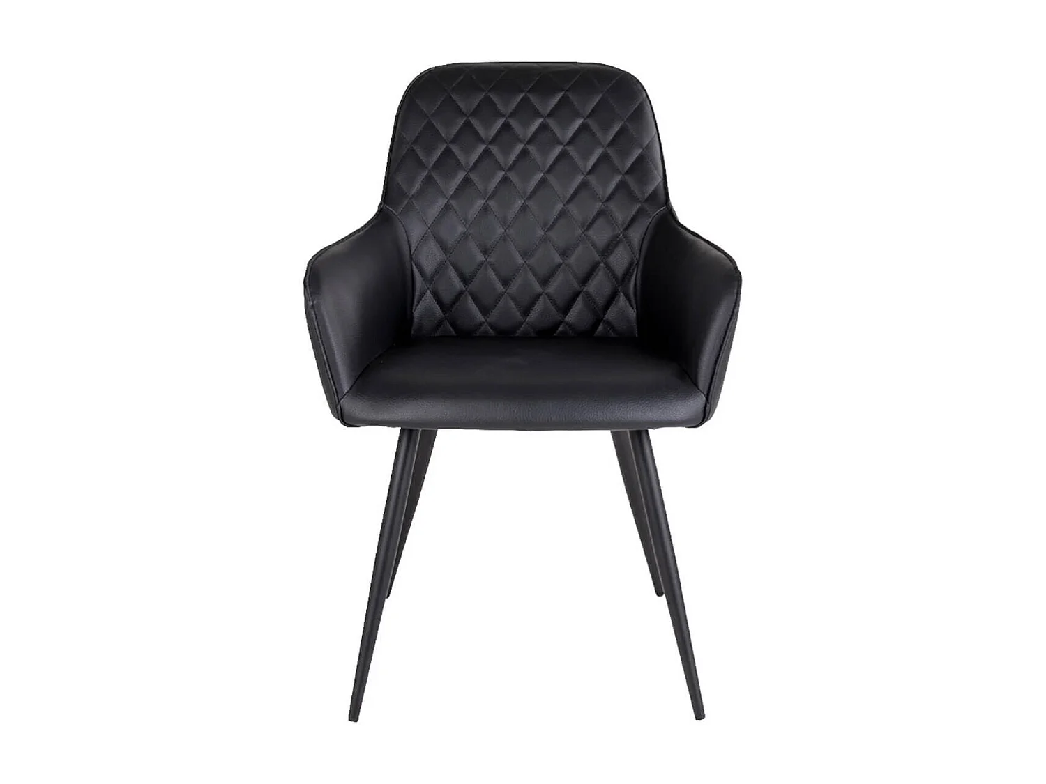 VIBY - Lot de 6 Fauteuils Simili Noir et Piétement Acier Noir